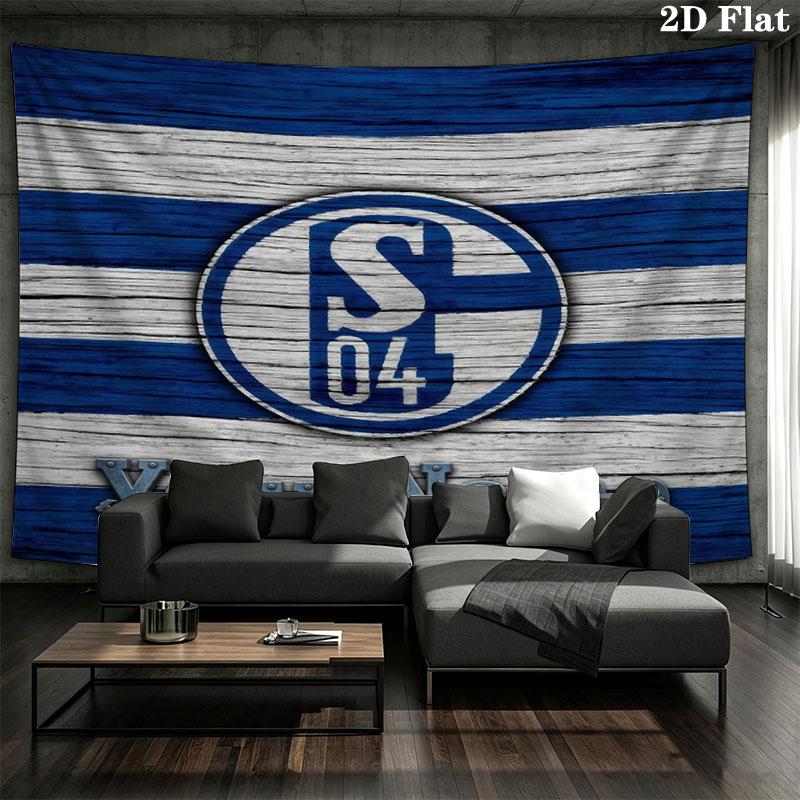 FC Schalke 04 Benutzerdefinierter Name Wandteppich Ästhetischer Wandbehang Bedruckte Stoffdecke Dekorative Wandteppiche für Schlafzimmer Wohnzimmer Heimdekoration