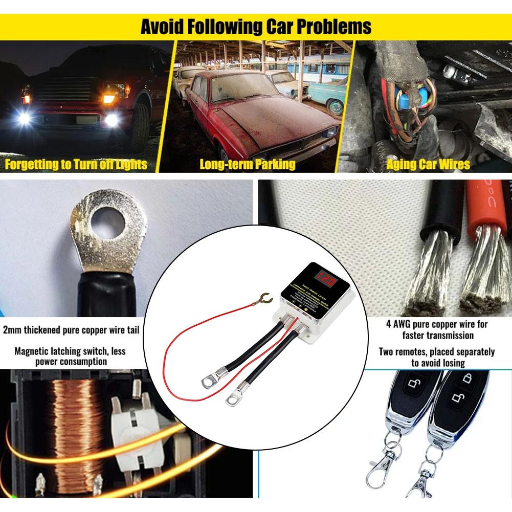 12V Car Battery Cutoff Switch Wireless Remote Control Relay With LED Display Leakage Protection For Ford Chevrolet GMC