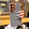 For Samsung Galaxy S26 Magnetic Case Wave Texture PU Leather Coated PC + TPU Phone Cover