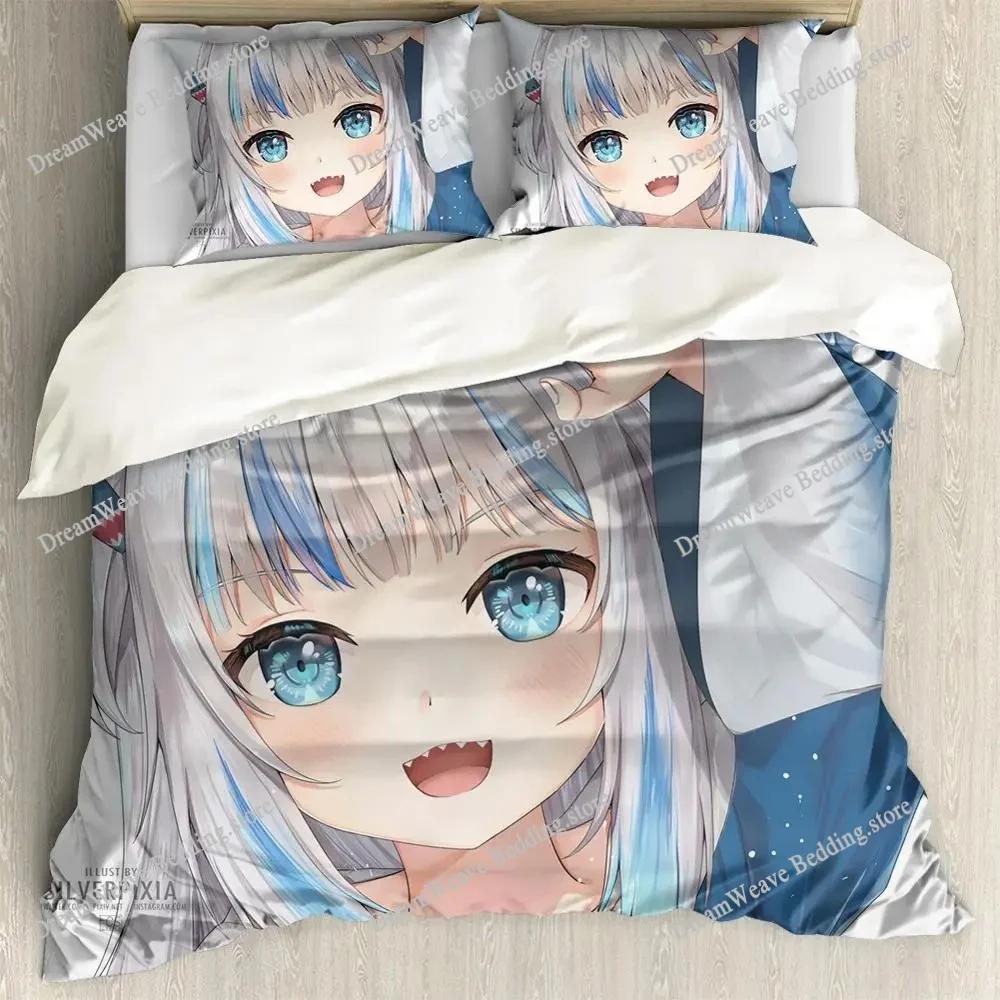 Anime Hololive EN Gawr Gura 3D Printed Bedding Set Duvet Covers Pillowcases Comforter Bedding Set Bedclothes Bed Linen