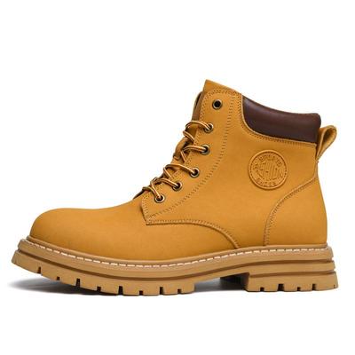 Unisex Winter Spring Autumn Boots Leather Men Women Yellow Fashion British Style Work Shoes Big Size Plush Warm