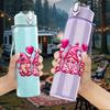 1PC Pink Love Heart Bow Decoration Print 750ml Color Plastic Sports Water Bottle Leakproof Flip Straw Lid Suitable for Sports Office Home Use