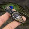 Russian Charoite, Moonstone Copper Wire Wrap Jewelry Pendant 2.76" d6A09