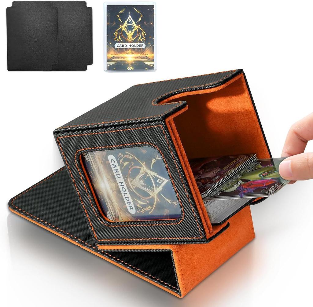 100+ Load Trading Card Deck Box for MTG Commander Display with 2 Dividers Game Sports Card Storage Box PU Magnet Deck Case