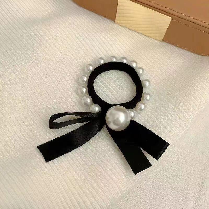 1 Pcs Fashion Simple Pearl Bow Elastic Hair Bands For Women Girls Party Hair Accessories