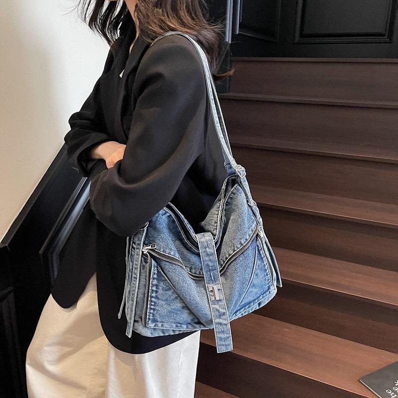 Denim Bag Women's Large-capacity New Summer Versatile Shoulder Messenger Bag Class Tote Bag