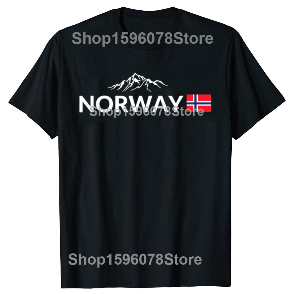 Funny Norway Flag Mountain Outdoor Graphic T-shirts Men Women's Fashion Casual Tshirt 100% Cotton Loose Oversized T Shirt