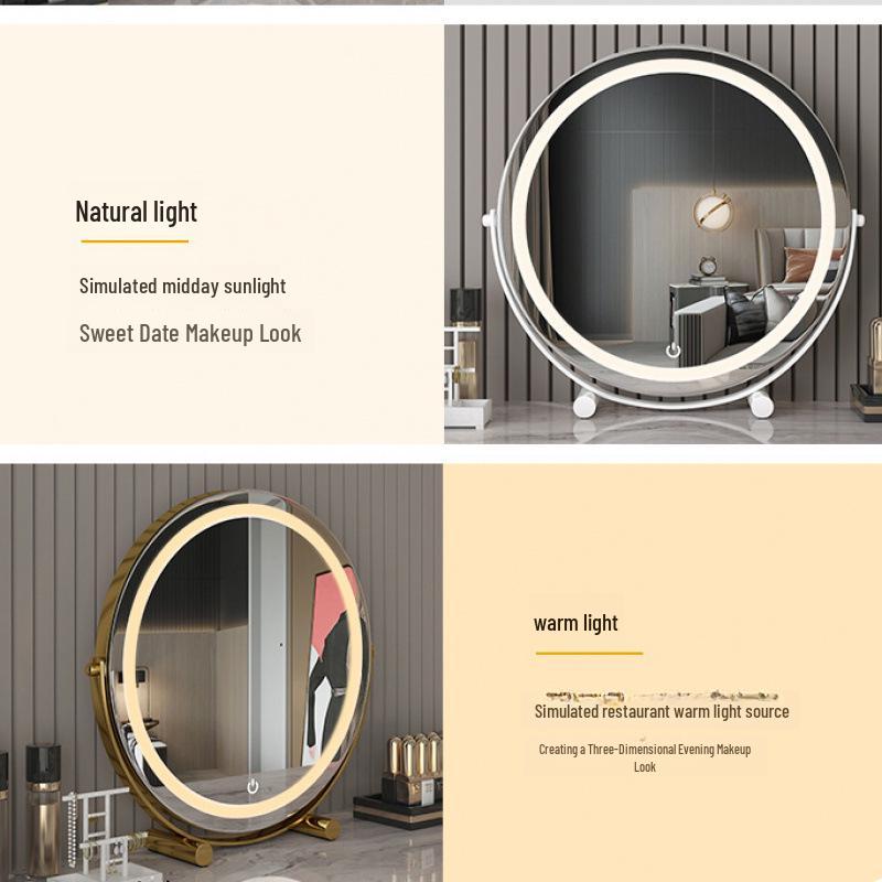 Roterbar cylindrisk LED-sminkspegel med fyllnadsljus