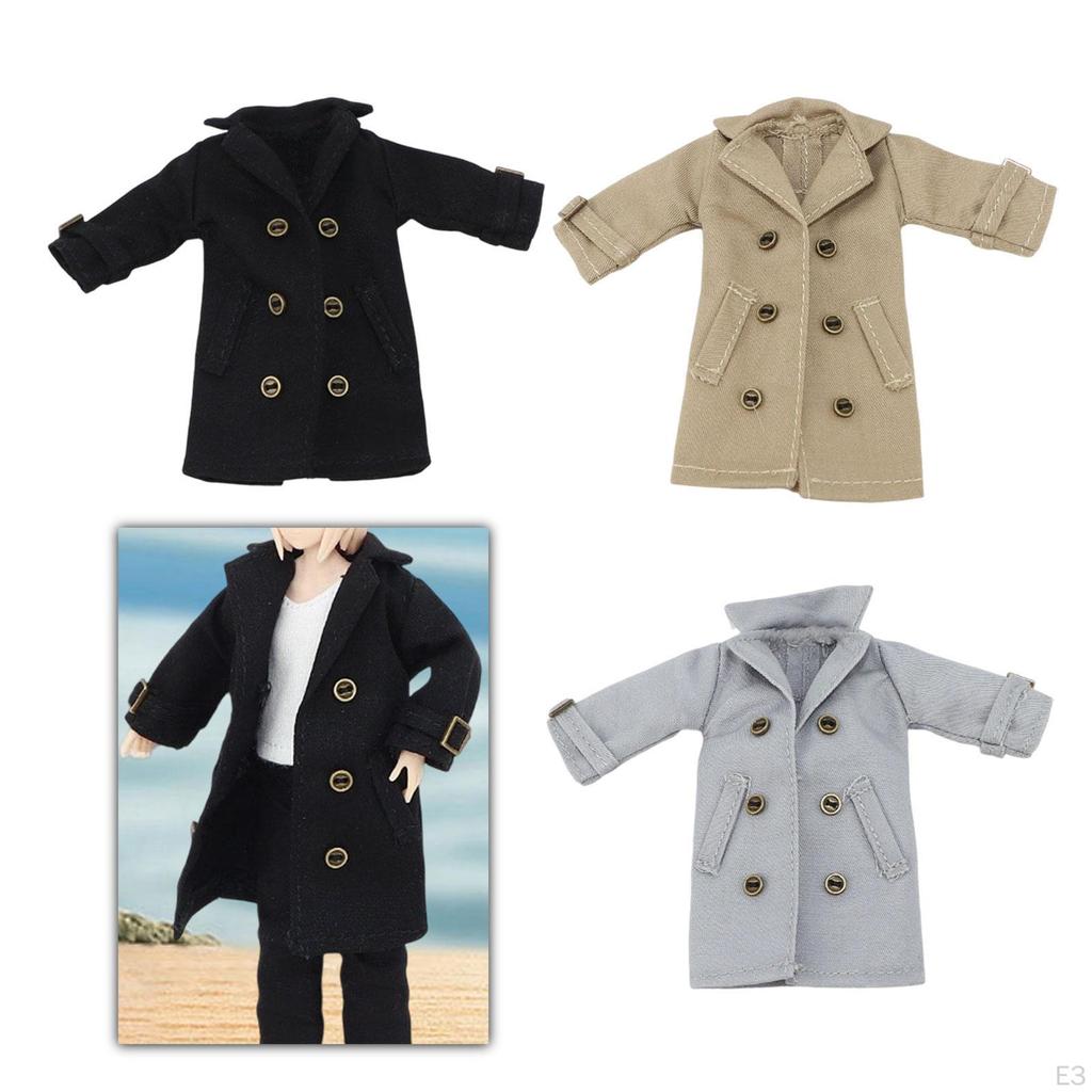 1/ Figure Clothes Miniature Clothing Trench Coat Trendy Costume Accessories for 6" Female Figures