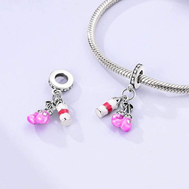 Charms Platapink Boxing Gloves Sandbag Beads Fit Originalbracelets Charms For Women Jewelry Diy Making Gifts