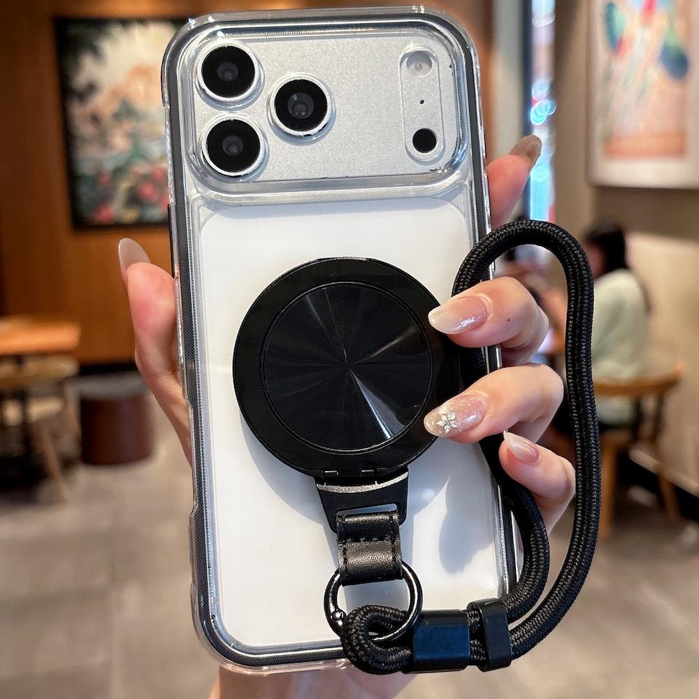 Bumper Clear Phone Case for iPhone 17 Pro Max 16 15 14 13 Pro 360 Ring Holder with Wrist Strap Shockproof Cover 16e 17 air 11