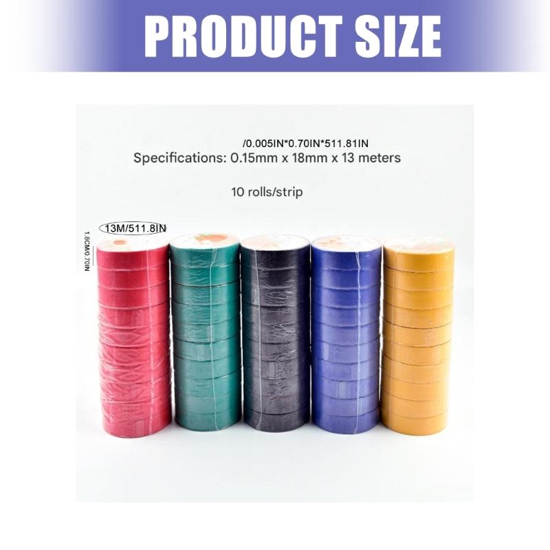 10 Roll Electrical Insulation Tape High Temperature Resistant PVC Insulating Tape for Wire Cable Splices Easy to Use