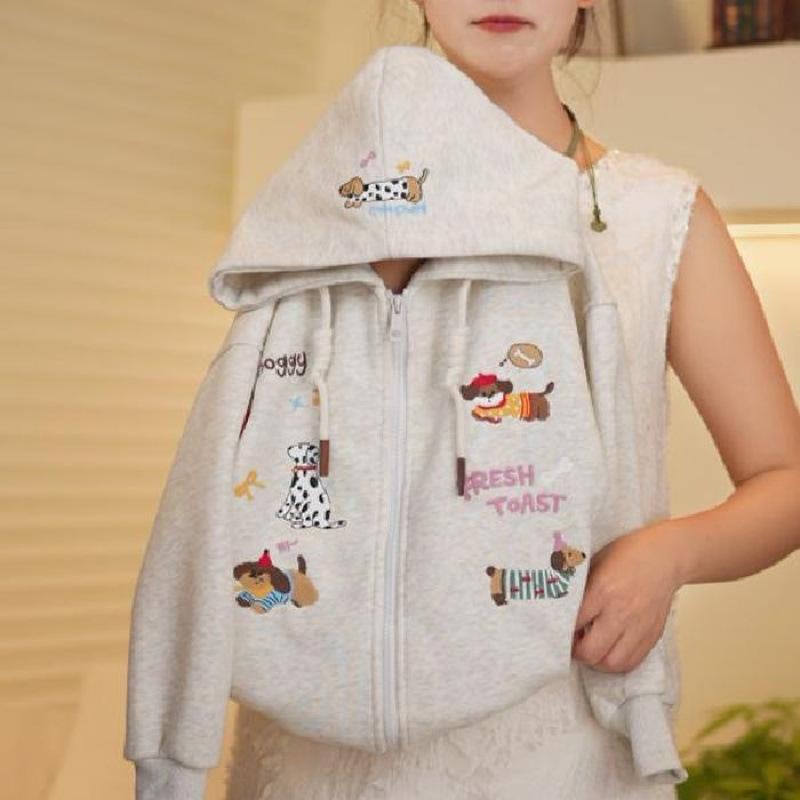 Girls Autumn Cartoon Hooded Cardigan Sweatshirt Medium Large Kids Thin Plaid Long Sleeve Coat Student Top