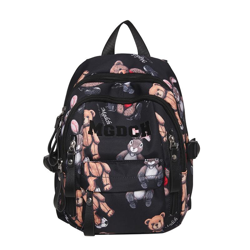 Student Schoolbag Female Bear Print Backpack Graffiti Junior High School Student Small Backpack
