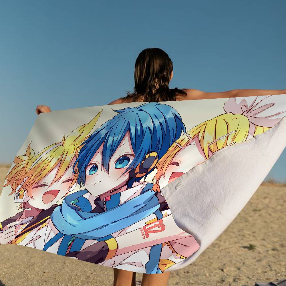 K-Kagamine-Len Microfiber Printed Beach Towel Mountain Climbing Yoga Beach Swimming Running Absorbent Soft Towel
