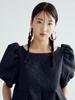 Bomnal Boutique Iris Volume Puff Midi Dress _ Black