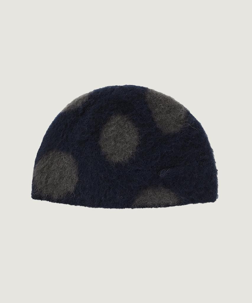 POEV Fluffy Dotted Knit Beanie - Navy
