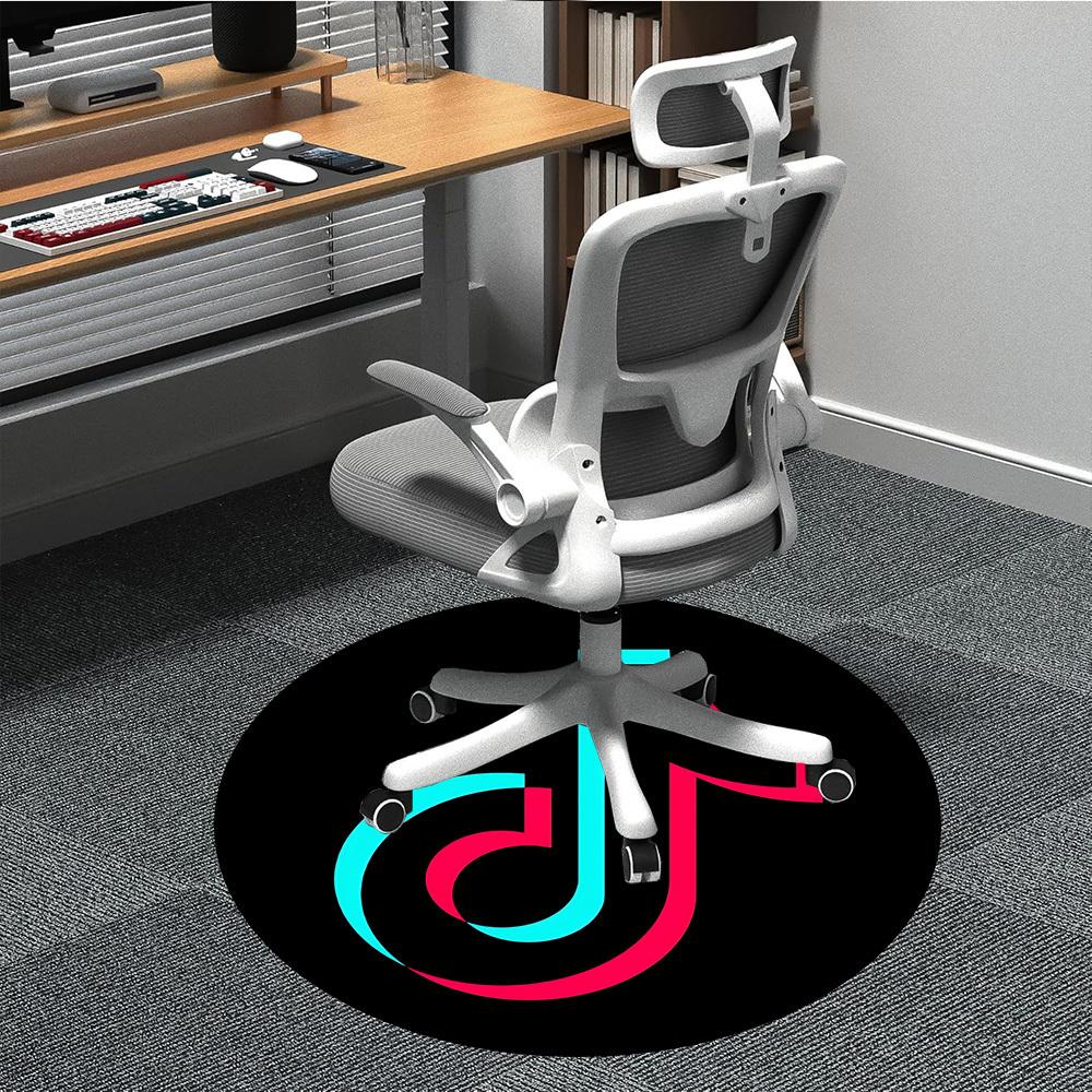 

1pc TikTok Logo Chair Carpet for Office - Indoor Non-Slip Washable Polyester Fiber Carpet, Soft Comfortable Mat For Office yy250928032 80cm by 80cm