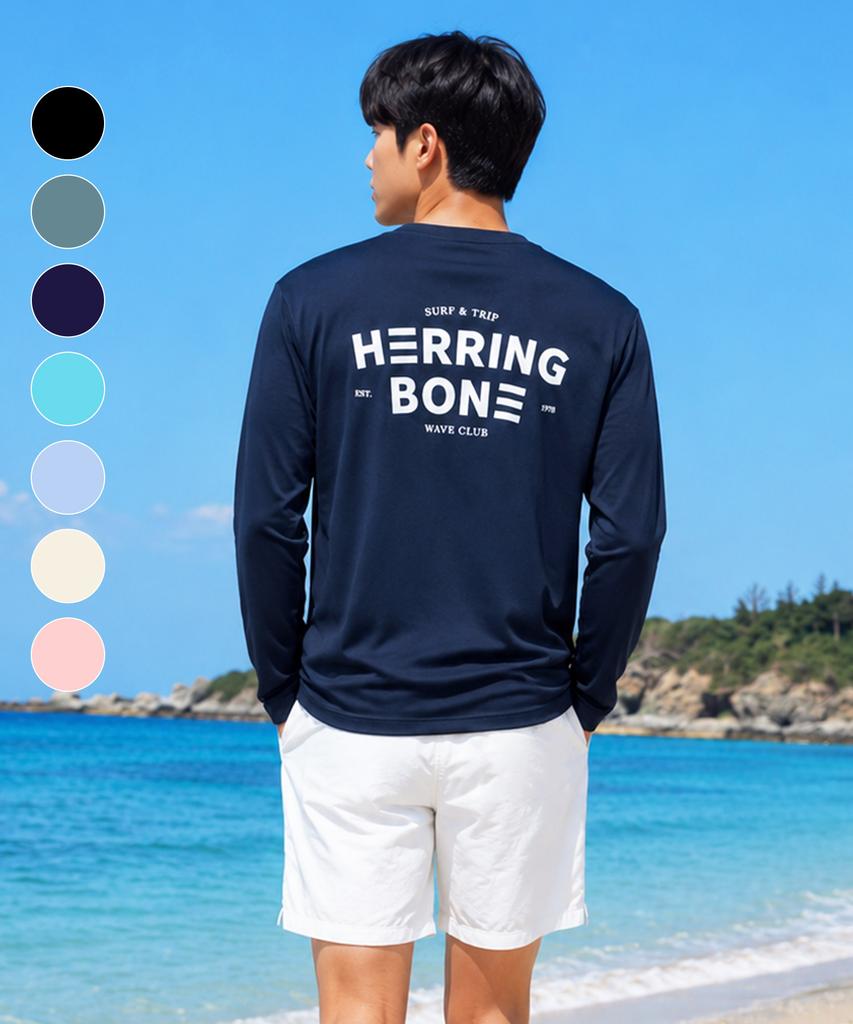 Helingbon Men'S Loose Fit Rash Guard Big Logo Long Sleeve (7 Colors) / Rj408M (A Type)