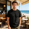 Men's Round Neck Tops Solid Color T Shirt Casual Short Sleeve Top Soft Regular Fit T Shirts Breathable for Sports Travel Beach Daily Wear