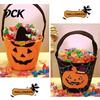 Lightweight Carrying Bag Halloween Trick or Treat Bucket for Kids, Pumpkin Face Ghost Bat Cat Candy Snack Basket, Holder with Handle Party Favors