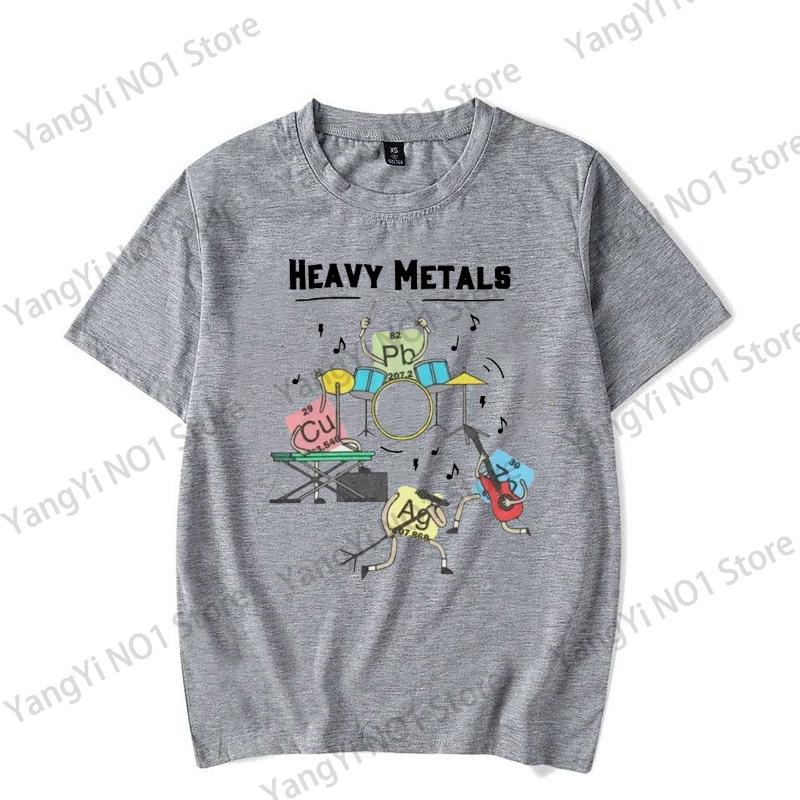 Heavy Metals Rock Chemistry T-Shirt Men Women O-Neck Oversized Streetwear Vintage Harajuku Unisex Tees
