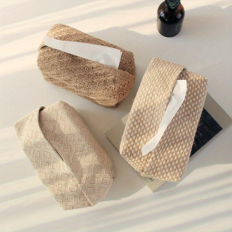 1PC Cotton Linen Tissue Box Simple Concave Shape Paper Storage Box for Home Living Room Bedroom Desktop