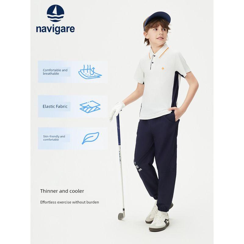 Navigare Italian Small Sailboat Children's Clothing Boys' Short-Sleeved T-Shirt 2026 Summer Thin Polo Shirt