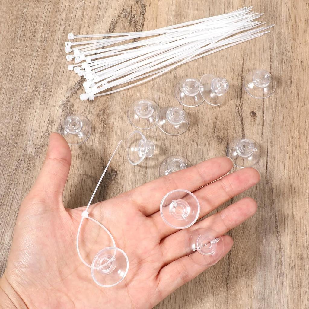 15pcs Clear Silicone Suction Cups for Aquariums with Zip Ties Aquarium Suction Cups for Tubing Fish Tank Plant Holder Binding Fish Tank Rubber
