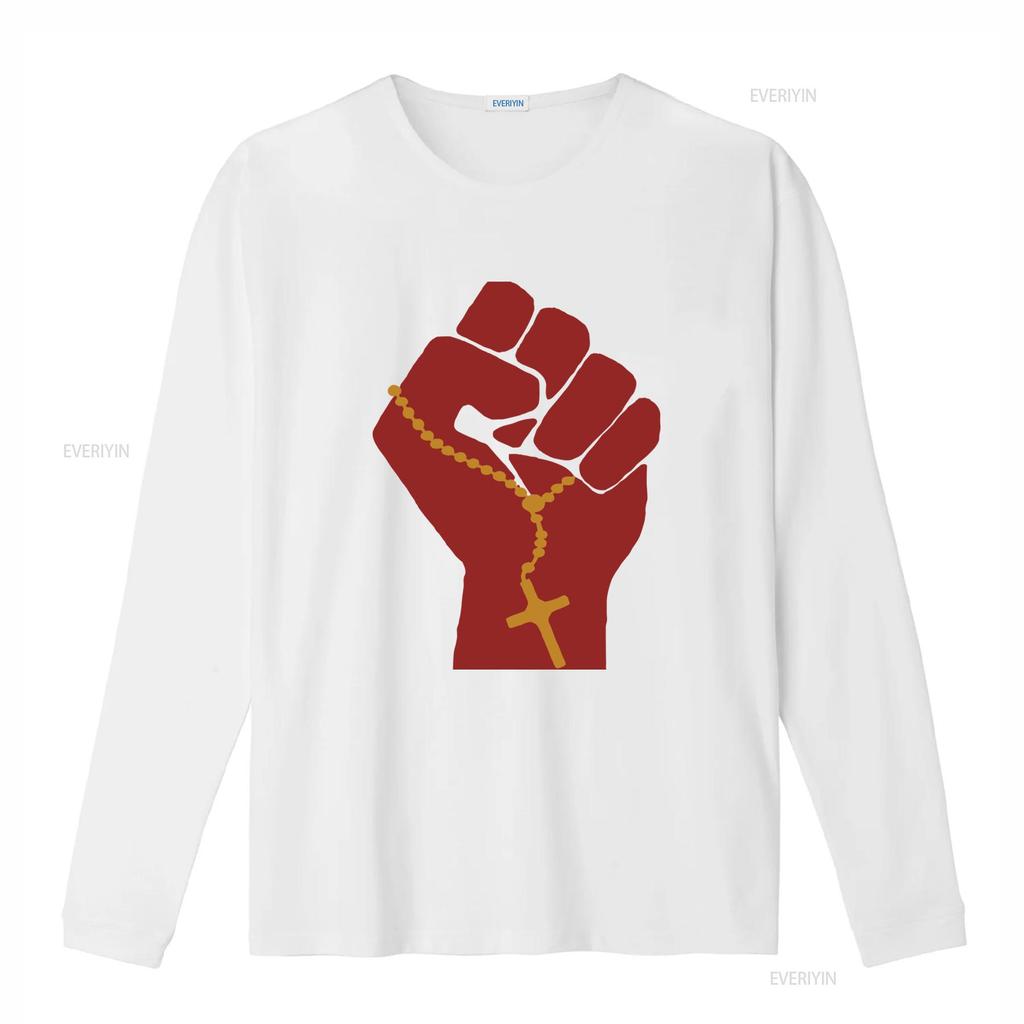 Liberation Theology Raised Fist Radical Christianity Christian Protest Social Justice Leftism Socialism T Shirt vintage Washed