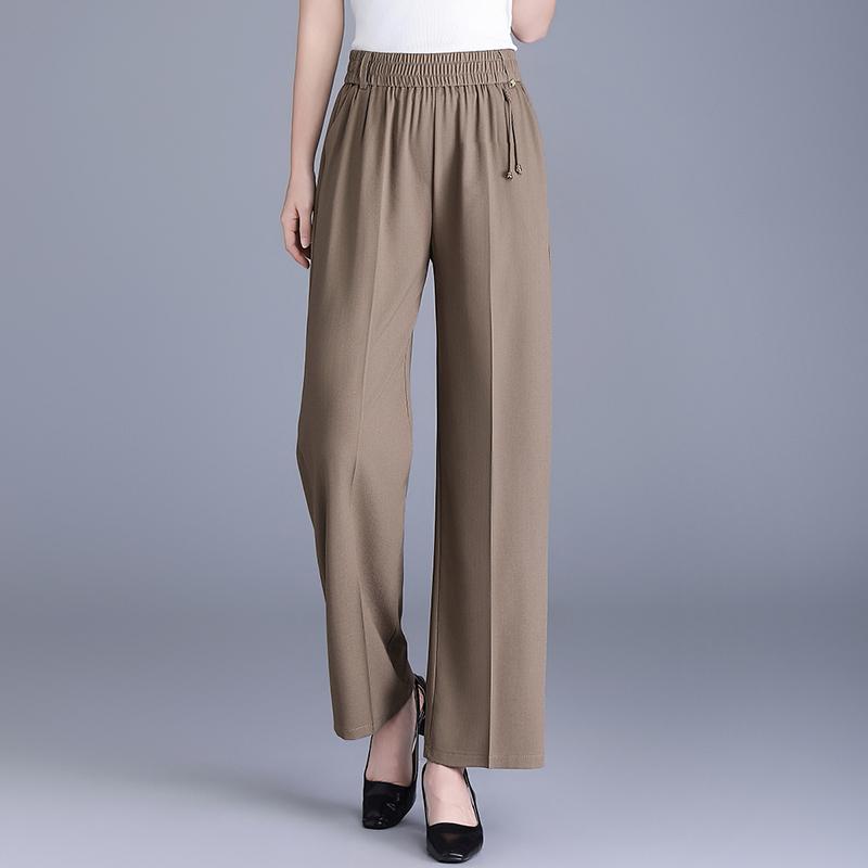 Women's Plus Size High Waist Straight-leg Cropped Pants – Elastic Waist Trousers (Sizes XL-6XL) for Summer