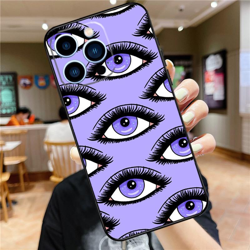 Eye Illustration Case For iPhone 17 15 14 13 12 11 16 Pro Max Mini Plus 16e 17 Air Bumper Cover Accessories