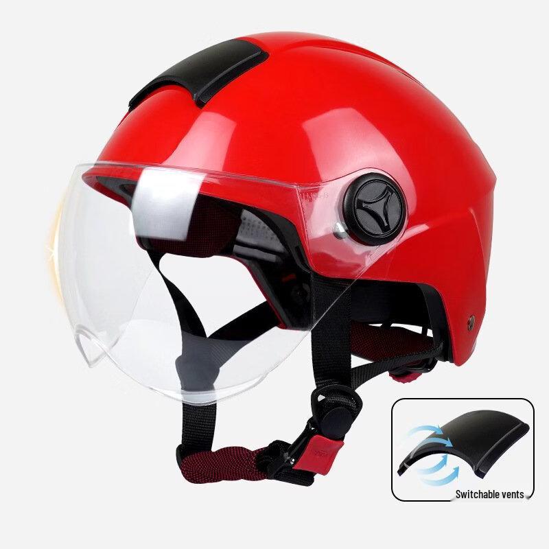 Женский шлем для электромобиля LISHI Bright Red - Clear Short Visor