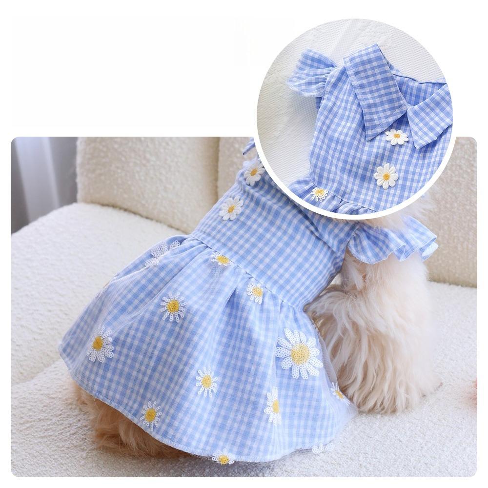 Fashionable Creative Floral & Plaid Print Stylish Pet Skirt
