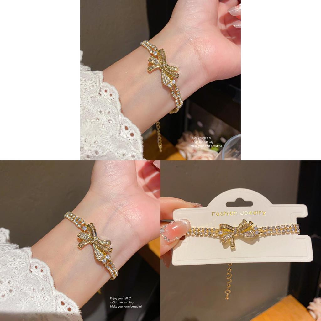 Fashion Zircon Double Layer Butterfly Charm Bracelet For Women Gift Wefare