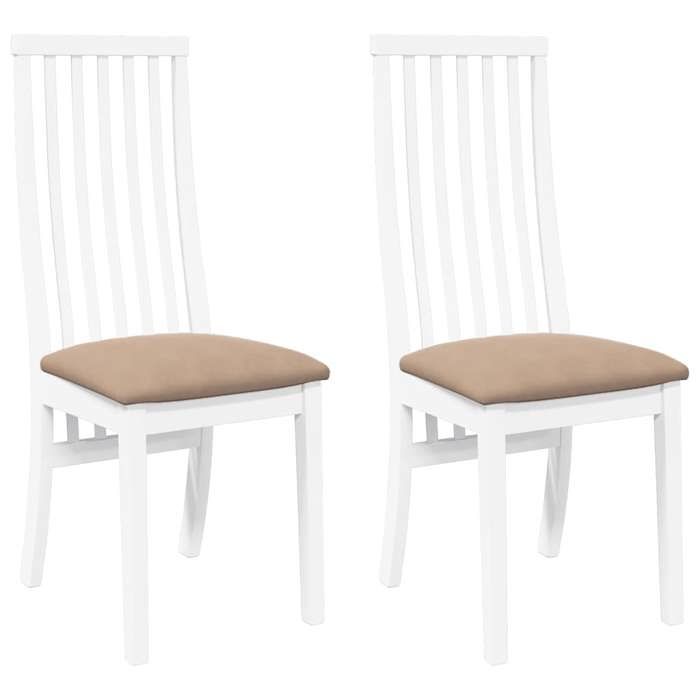VidaXL Dining Chairs Cushions 2 Pcs White Solid Rubber Wood, Dining Chair, Chair, Living Room Chair, Chairs At 4102460
