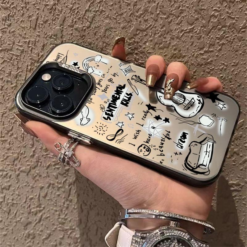 Fashion Graffiti Guitar Kitten Phone Case For  Redmi Note 13 11 12 Pro Plus 5G 11S 12S 10S 13C 4G Plating Matte Cover