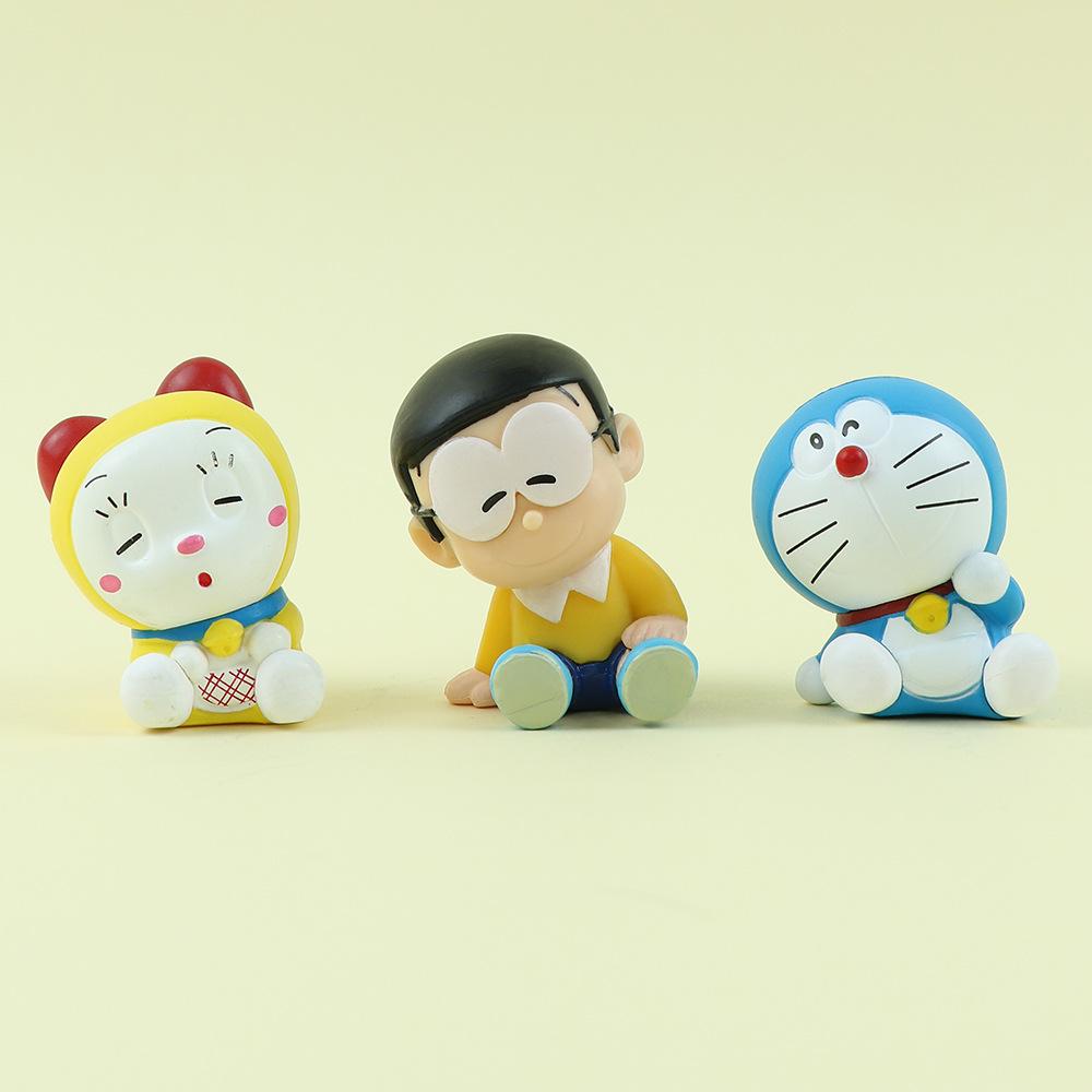 6pcs/set Kawaii Doraemon Cartoon Desktop Anime Ornaments Cute Action Figure Decoration Model Doll Girls Boys Birthday Gifts