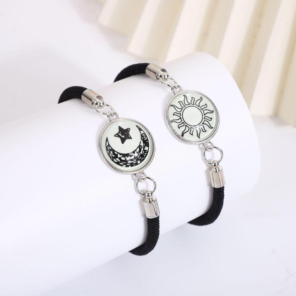 Sun and Moon Luminous Couple Bracelets - Handmade Woven Rope Valentine's Gift