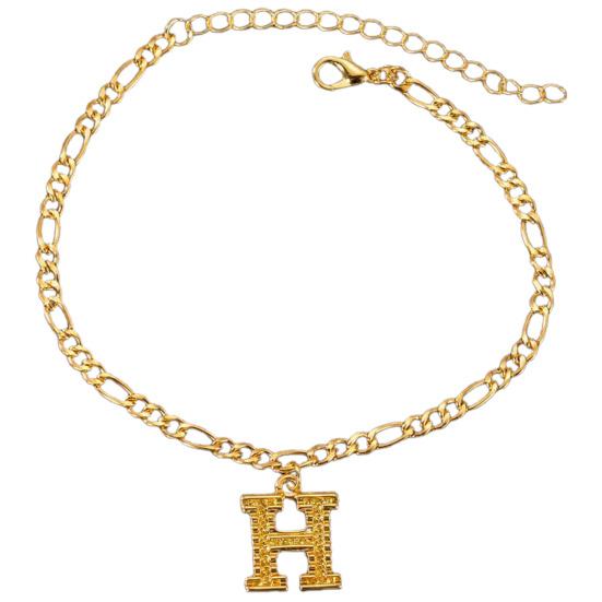 

Женский ножной браслет с 26 буквами, регулируемые ювелирные изделия, гальваника, долговечный браслет для ног, пляжная одежда H