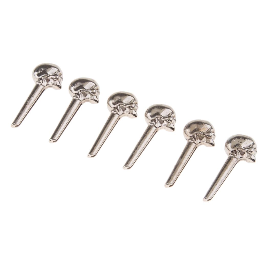 Six Piece Steel Acoustic Guitar Bridge Pins Musical Instrument Accessories Skull Design for Classic Guitar Repair