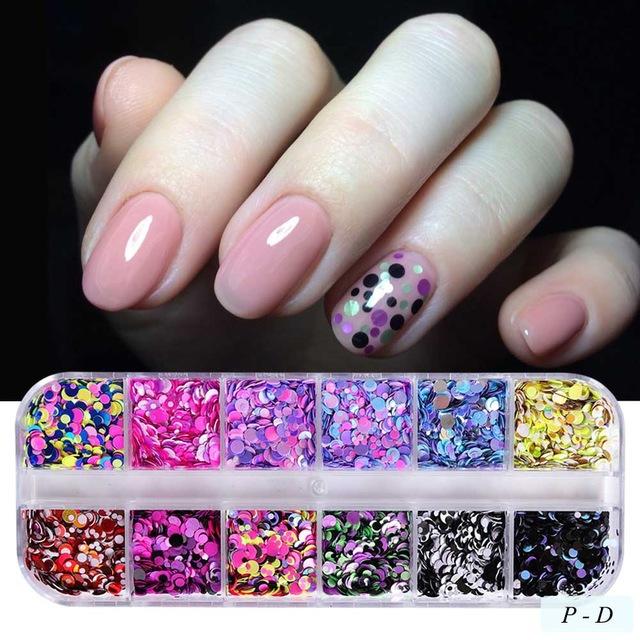 1 krabička nepravidelné třpytivé foliové nehty flitry na nehty třpytivé vločky nail art dekory na nehty příslušenství pro DIY manikúru