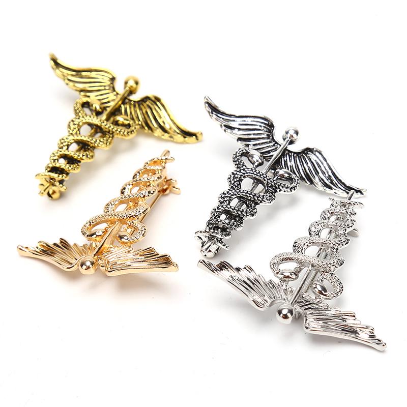 Retro Angel Wings Men Badge Pin Snake Brooches Lapel Medal Decoration