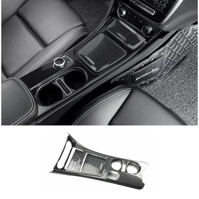 Decoratieve Frame Sticker voor Panel van Waterbekerhouder Middenconsole Auto voor Mercedes GLA CLA A Klasse W176 2013-2018 LHD Koolstofvezel