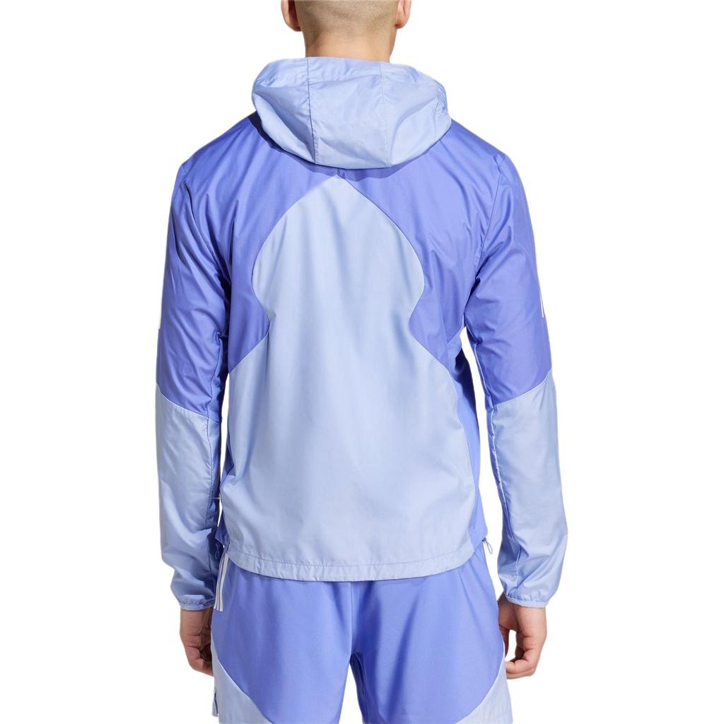 adidas Aeroready Fw24 Own The Run Logo Giacca Atletica con Cappuccio Manica Lunga Slim Fit Uomo Giacca Azzurro IV7672