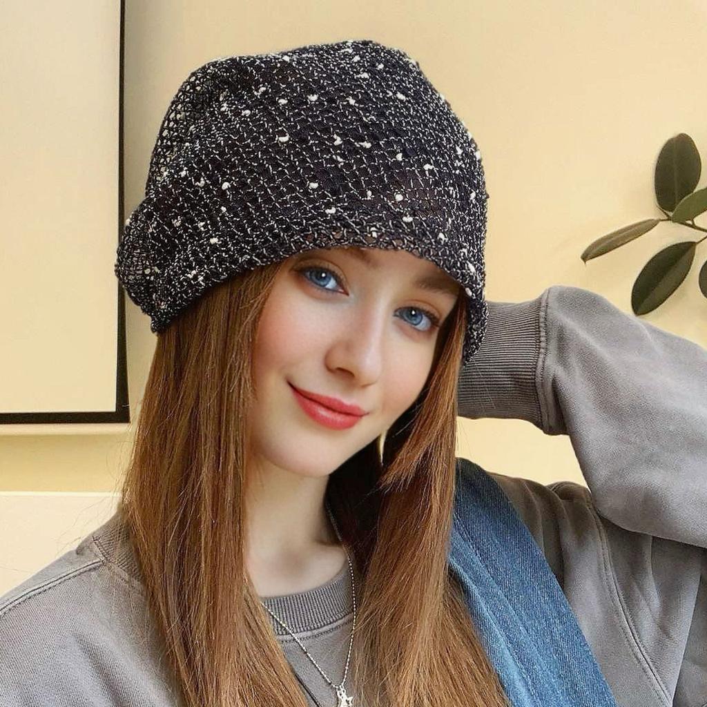 Retro Hollow Headgear Women's Summer Thin Breathable Korean Version Loose Face Small Versatile Pile Hat Tide