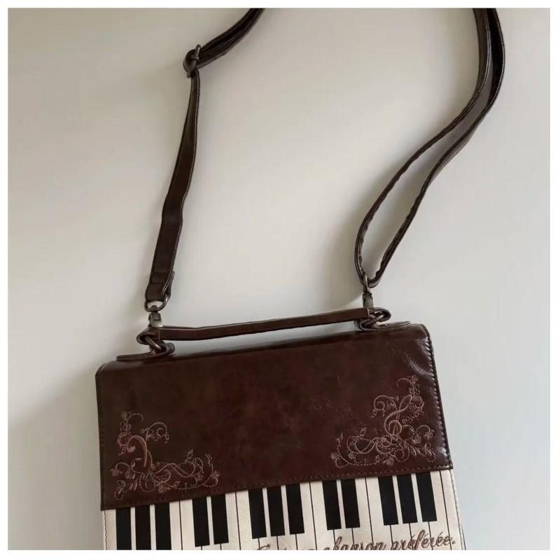 JIAERDI Harajuku Personalized Piano Square Bag Female Vintage Brown Crossbody Bags Women Fairycore Aesthetic Handbag 2025 New