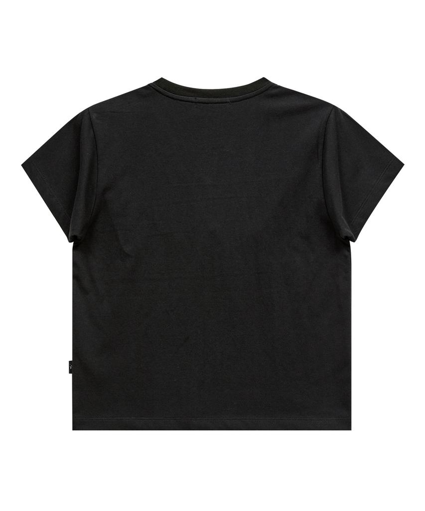 WAIKEI Yk Check Applique Short Sleeve T-Shirt Black