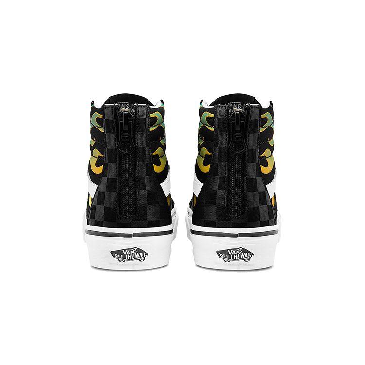 Vans Sk8 Zip High Top Kids Skate Shoes Flame Black Kids Sneakers VN0A4BUXESY