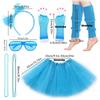 1980s Prom Cosplay Accessories Slatted Glasses Knitted Leg Warmers Lace Headband Wire Necklace Fishnet Gloves 6pc Set
